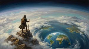 illustration of man above the world